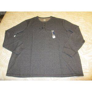 George Mens 3XL Gray Henley Long-Sleeve Shirt